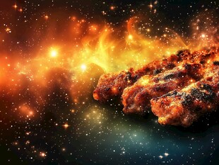 宇宙背景下的美味烤肉