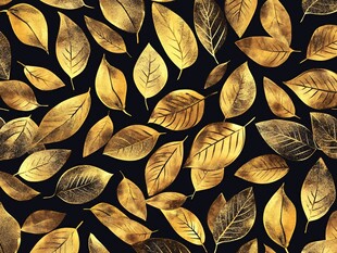 金色树叶图案 黑色背景