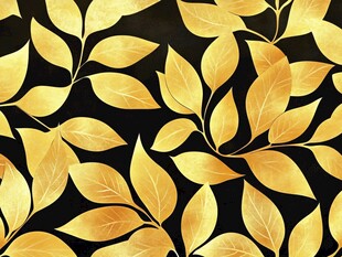 金色树叶黑色背景图案