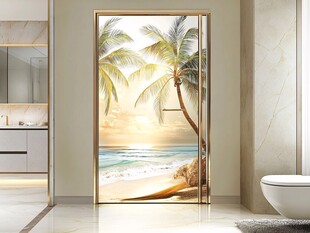 海边椰树风景门贴装饰