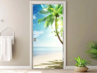 海边椰树风景门贴装饰