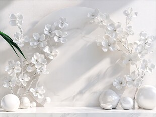 白色花卉摆件营造优雅氛围