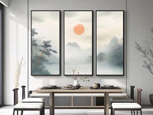 中式山水挂画 雅致茶室氛围