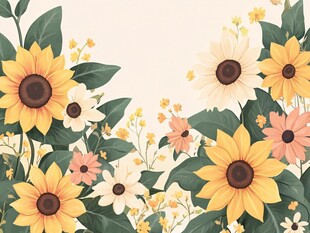 向日葵花卉装饰插画