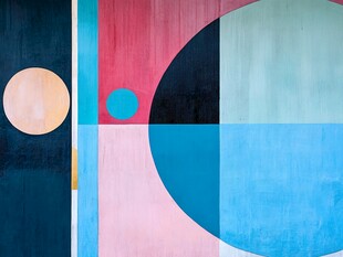 几何色彩碰撞抽象艺术画