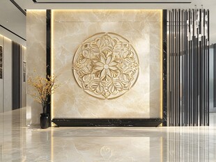 奢华大理石雕花玄关背景墙