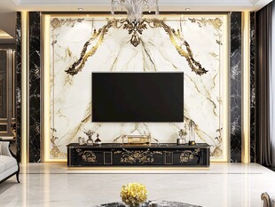 奢华大理石电视背景墙设计
