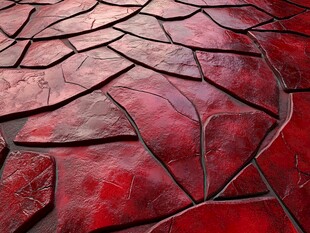 红色裂纹地面纹理特写