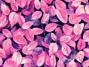 粉色系梦幻叶片无缝图案