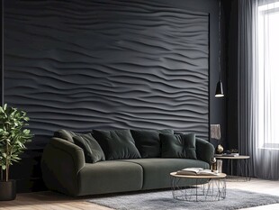 深色调现代风舒适客厅一角