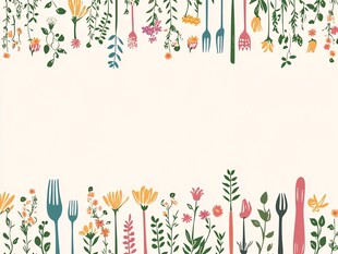花卉餐具边框装饰图案