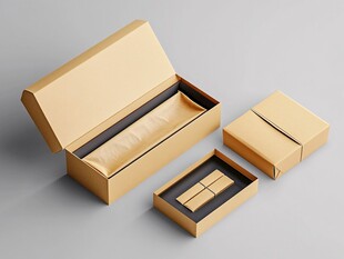 金色精美包装盒展示