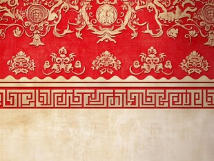 中式传统红金花纹装饰图案