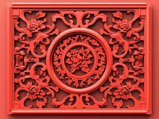 中式红色雕花装饰板