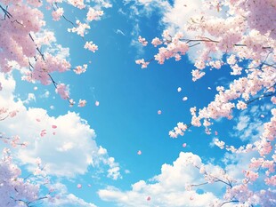 春日樱花蓝天梦幻美景