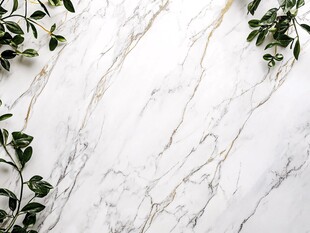 大理石上的绿植装饰