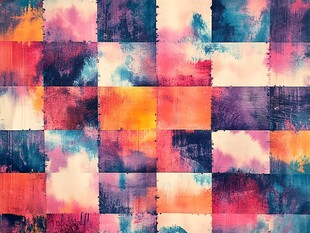 多彩水彩方格抽象图案