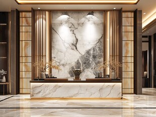奢华新中式大堂接待区