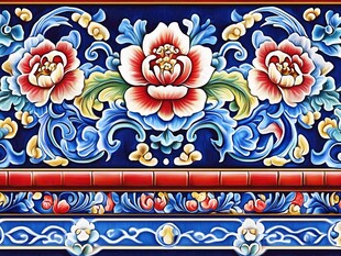 中式花卉精美传统纹饰图案