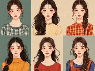 六款风格各异的少女插画