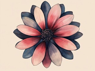 复古风格手绘多彩花瓣花朵