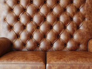 复古棕色皮革沙发细节