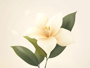 洁白素雅的单朵花卉绽放