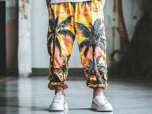 热带风情印花休闲裤展示