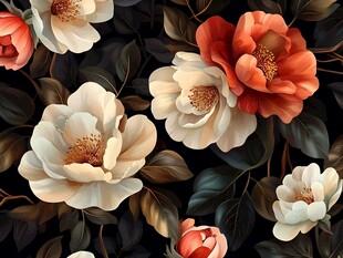 复古风花卉图案精美绽放