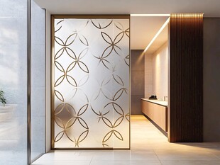现代简约花纹玻璃隔断门