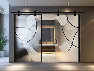 简约艺术玻璃推拉门设计