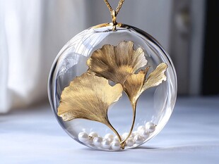 银杏叶水晶吊坠精美饰品