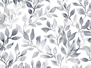 灰白树叶水彩无缝花纹图案