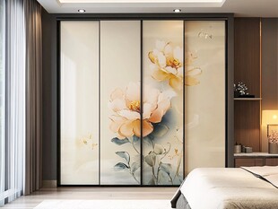 中式花卉图案衣柜
