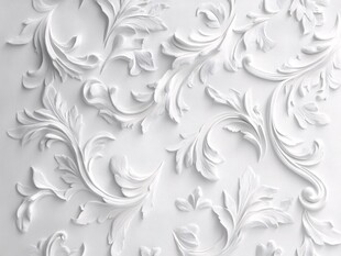 白色浮雕花纹墙面装饰图