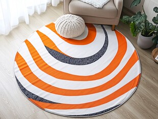 圆形条纹地毯 家居温馨一角