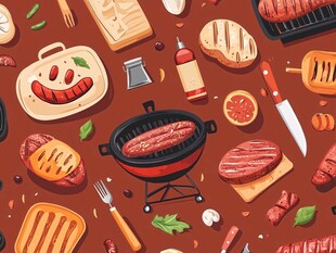 欢乐烧烤元素插画集合