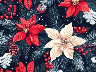 圣诞花卉枝叶图案背景