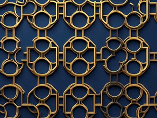 金色几何图案蓝色背景纹理