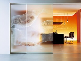 现代艺术玻璃隔断的室内空间