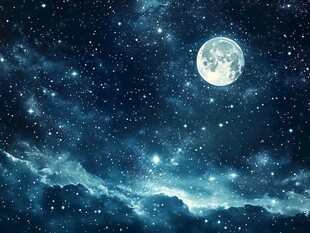 梦幻月夜星空美景