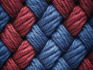 红蓝交织的绳编纹理