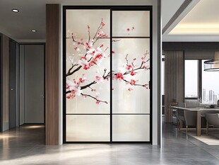 中式梅花图案隔断门