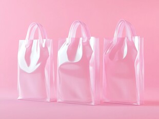 粉色透明手提袋展示