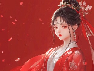 红衣佳人 尽显古典之美