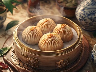 蒸笼里的美味灌汤小笼包