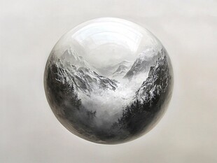 水墨山水球体艺术视觉