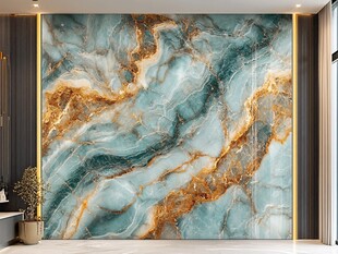 蓝金大理石纹奢华背景墙