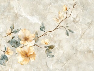 玉兰花枝大理石背景图案