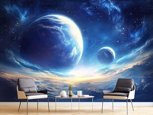梦幻星空背景的舒适客厅